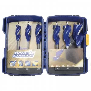 image of Irwin 6 Piece 6X Blue Groove Wood Drill Bit Set