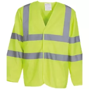 image of Yoko Mens Hi-Vis Long Sleeve Waistcoat / Jacket (M) (Hi-Vis Yellow) - Hi-Vis Yellow