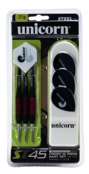 Image of Unicorn ST45 21g Rubberised Steel Darts Set 16 Piece.