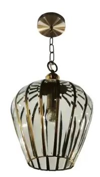 Image of Porto 1 Light Antique Brass Dome Pendant Ceiling Light