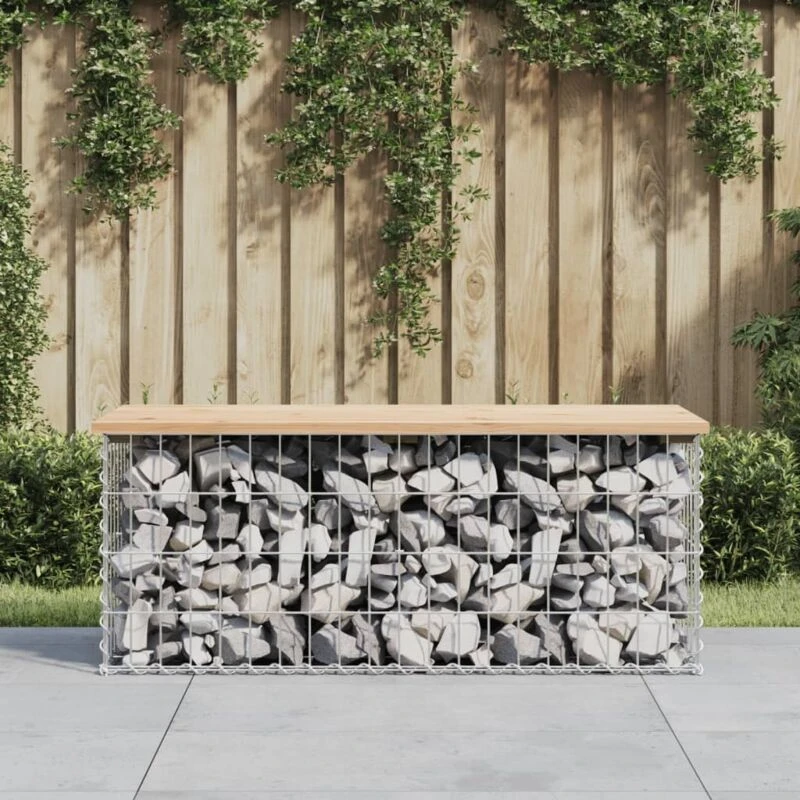 Image of VIDAXL Garden Bench Gabion Design 103x44x42cm Solid Wood Pine vidaXL 8720845446246