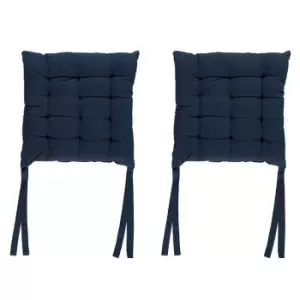 image of Linens and Lace 2 Pack Cotton Seat Pads - Blue