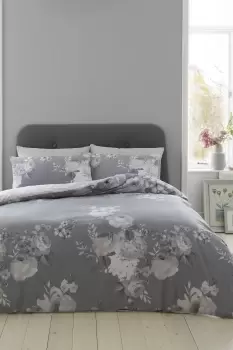 Image of Hallie Reversible Duvet Set - Size: Double - Grey - Floral