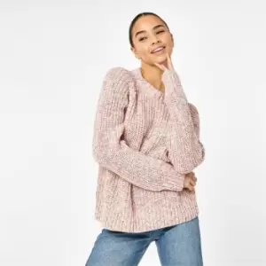 image of Jack Wills Ockley Fisherman Crew Neck Knitted Jumper - Pink