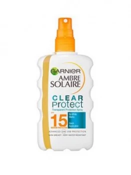 image of Garnier Ambre Solaire Clear Protect Transparent Sun Cream Protection Spray SPF15 200ml One Colour, Women