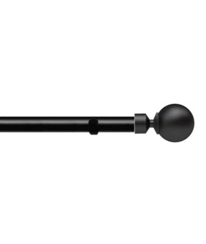 Image of Unknown 28mm Fixed Length Metal Eyelet Curtain Pole Set In Black - Met Ball Finial, 50Cm