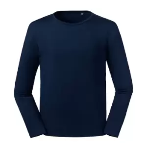 Image of Russell Mens Pure Organic Long Sleeve T-Shirt (XS) (French Navy)