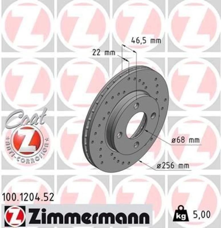 Image of ZIMMERMANN Brake disc ZIMMERMANN 100.1204.52