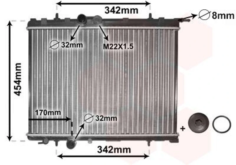 Image of VAN WEZEL Engine radiator VAN WEZEL 40002189