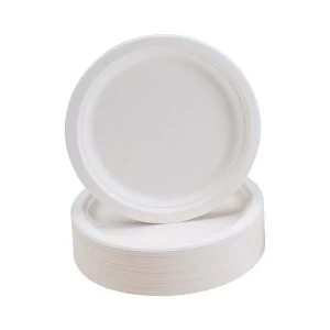 Rigid Biodegradable Microwaveable Plates 230mm Diameter 1 x Pack of 50