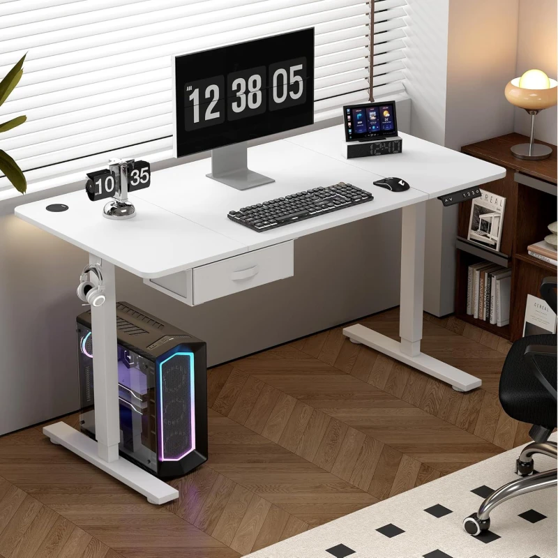 Image of MCC Direct Electric Desk Height Adjustable Standing/Sitting Computer Desk 160cm in White Size: 160cm x 70cm White Unisex 160cm x 70 cm