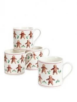 image of Gisela Graham Gingerbread Men Mugs Set Of 4