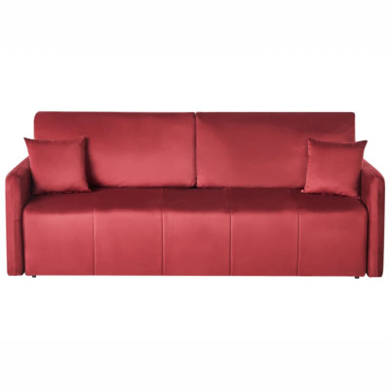 Image of Beliani Sofa Bed 3 Seater Egge Velvet Burgundy