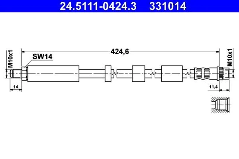 Image of ATE 24.5111-0424.3 Brake Hose Brake Hose (83)