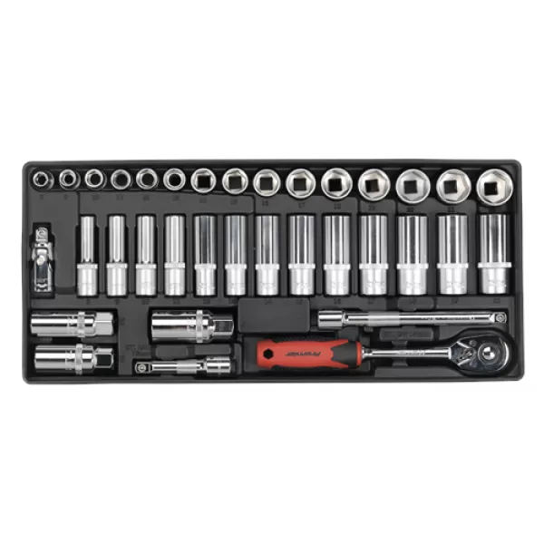 image of Sealey TBT34 Tool Tray Socket Set 35pc 3/8Sq Drive