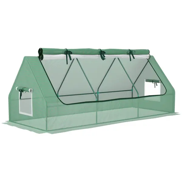 Image of Outsunny Portable Small Polytunnel with Mesh Windows for Indoor and Outdoor, 240x90x90cm, Green