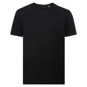 image of Russell Mens Pure Organic Short-Sleeved T-Shirt (M) (Black)