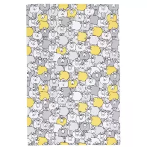 image of 2 Pack Sheep Tea Towels, Yellow/Grey