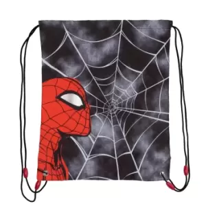 Image of Spider-Man Boys Web Head Drawstring Bag (One Size) (Black/White/Red)