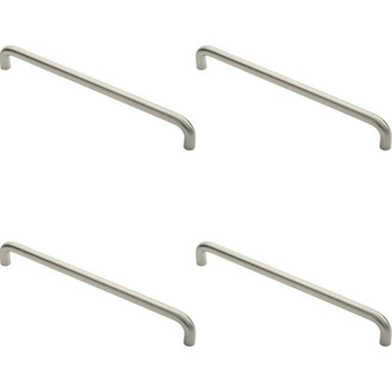 Image of Loops 4x Round D Bar Pull Handle 22mm Dia 450mm Fixing Centres Satin Stainless Steel Metallics unisex