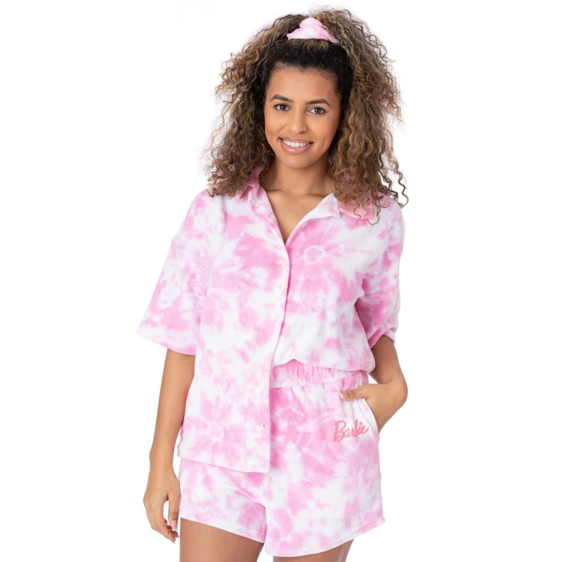 Image of Barbie 3 Piece Towelling Co-ord Pink female