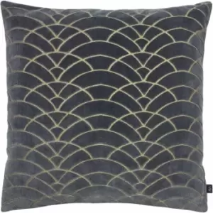 image of Ashley Wilde Dinaric Cut Velvet Cushion Cover, Ink, 50 x 50 Cm