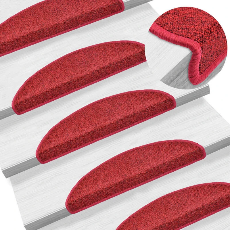 Image of VIDAXL Carpet Stair Treads 15 pcs Bordeaux Red 56x17x3cm Vidaxl 133881fr