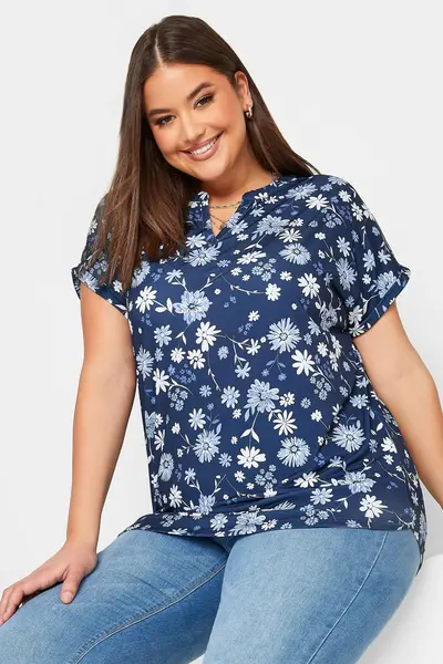 Image of Yours V-Neck T-Shirt Blue