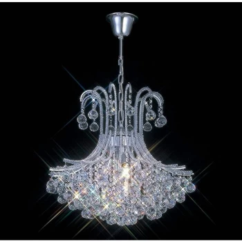 image of Bask pendant light round 6 Bulbs polished chrome / crystal