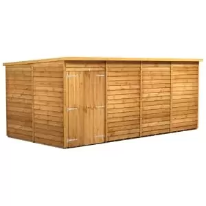 Image of Power Sheds 16 x 8ft Double Door Pent Overlap Dip Treated Windowless Shed