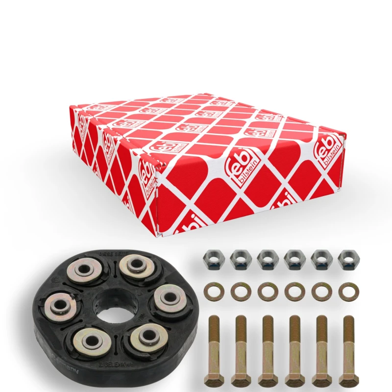 Image of FEBI BILSTEIN 03700 Drive Shaft Coupler with washers, with nuts, Bolt Hole Circle Ø: 90mm, OE Turbo NEW Joint,propeller shaft (1427)