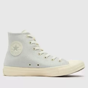 image of Converse Light Grey Crafted Stripes Hi Trainers