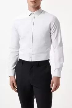 Image of Mens White Slim Fit Long Sleeve Spot Shirt