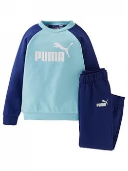 Image of Puma Minicats Essential Raglan Jogger Set - Blue