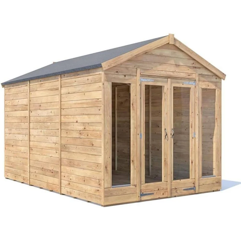Image of Dunster House Summerhouse 2.4M X 3.6M (8' X 12') Apex Roof, Fully Pressure Treated Ragepanda Modular