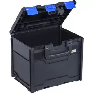 image of Transport and storage box, black/blue, ABS, external LxWxH 396 x 296 x 340 mm