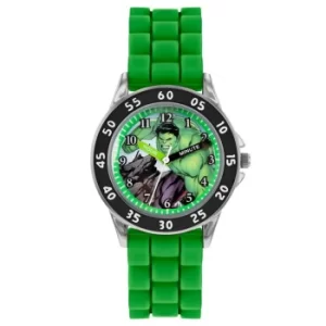 Image of Disney Avengers Hulk Quartz Green Silicone Strap Boys Watch AVG9032