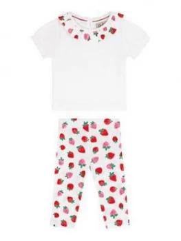 Image of Cath Kidston Baby Girls Sweet Strawberry Top And Legging Set - Ivory