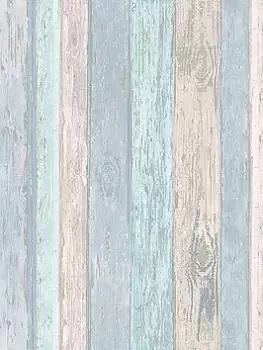 Image of Coloroll Blue Distressed Wood Wallpaper