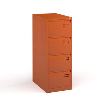 Image of Bisley steel 4 drawer public sector contract filing cabinet 1321mm high - orange