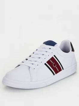 Image of Fred Perry B721 Leather Webbing Trainers - White, Size 10, Men