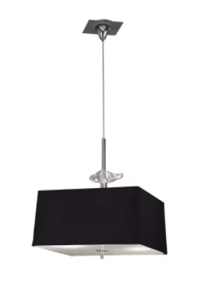 image of Akira Ceiling Pendant 4 Light E27, Polished Chrome, Frosted Glass with Black Shade