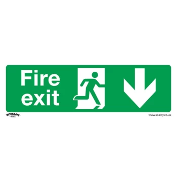 image of Safety Sign - Fire Exit (Down) - Self-Adhesive Vinyl