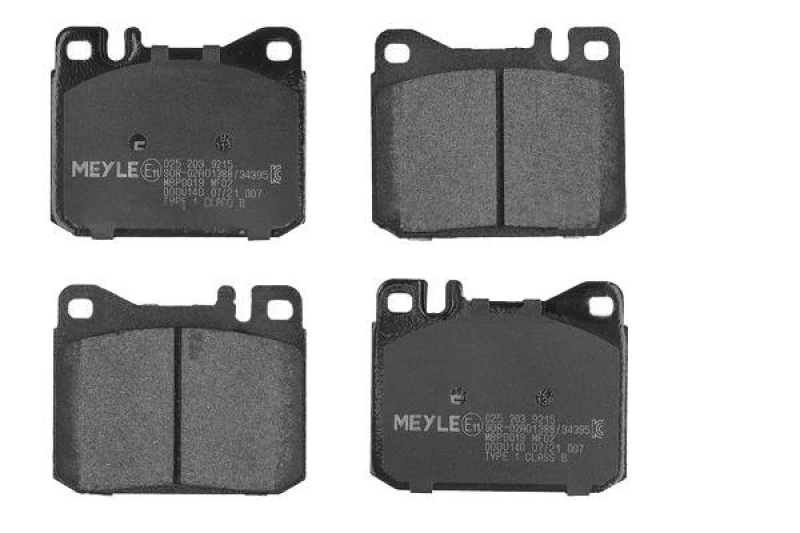 Image of MEYLE 025 203 9215 Brake pad set Front Axle, prepared for wear warning indicator, Original Quality, with anti-squeak plate Brake Pad Set,disc brake (
