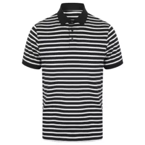 image of Front Row Mens Striped Jersey Polo Shirt (S) (Navy/White)