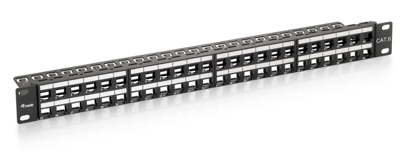 Image of Equip 48-Port Keystone Cat.6 Unshielded Patch Panel. Black