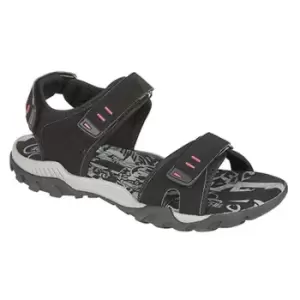 image of PDQ Womens/Ladies Toggle & Touch Fastening Sports Sandals (6 UK) (Black)