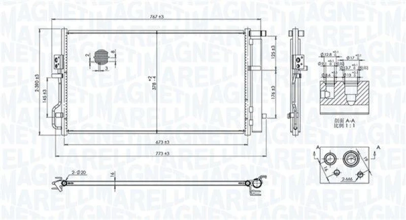 Image of MAGNETI MARELLI Air conditioning condenser MAGNETI MARELLI 350203101100