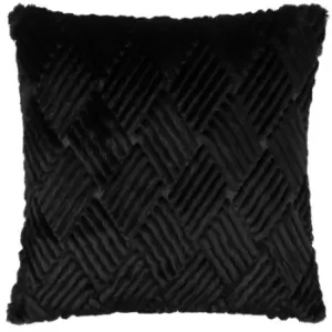 image of Sonnet Cut Faux Fur Cushion Jet, Jet / 45 x 45cm / Polyester Filled