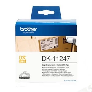 Image of Brother DK-11247 Label Tape (103mm x 164mm) Black on White x 180
